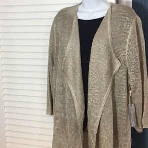 Sparkling drape front cardigan. gold